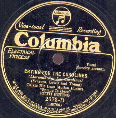 78-Crying For The Carolines - Columbia 2073-D